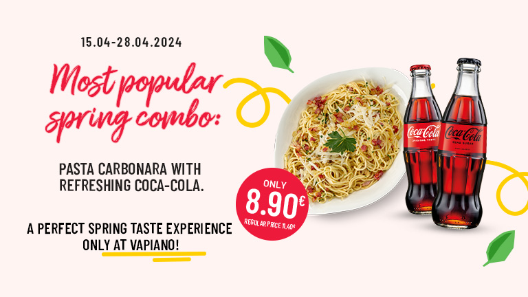 Most popular spring combo: Pasta Carbonara with refreshing Coca-Cola.
