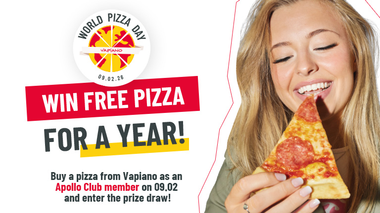 Buy a pizza from Vapiano as an Apollo Club member on 9 February and enter the prize draw!